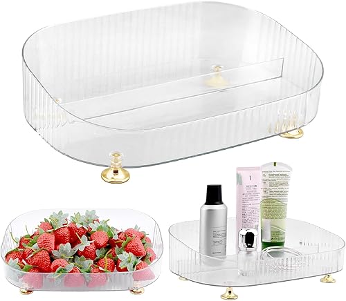 Organizador de perfume de maquillaje, bandeja de tocador de baño con 4 soportes, bandeja decorativa para tocador, bandeja organizadora de encimera,