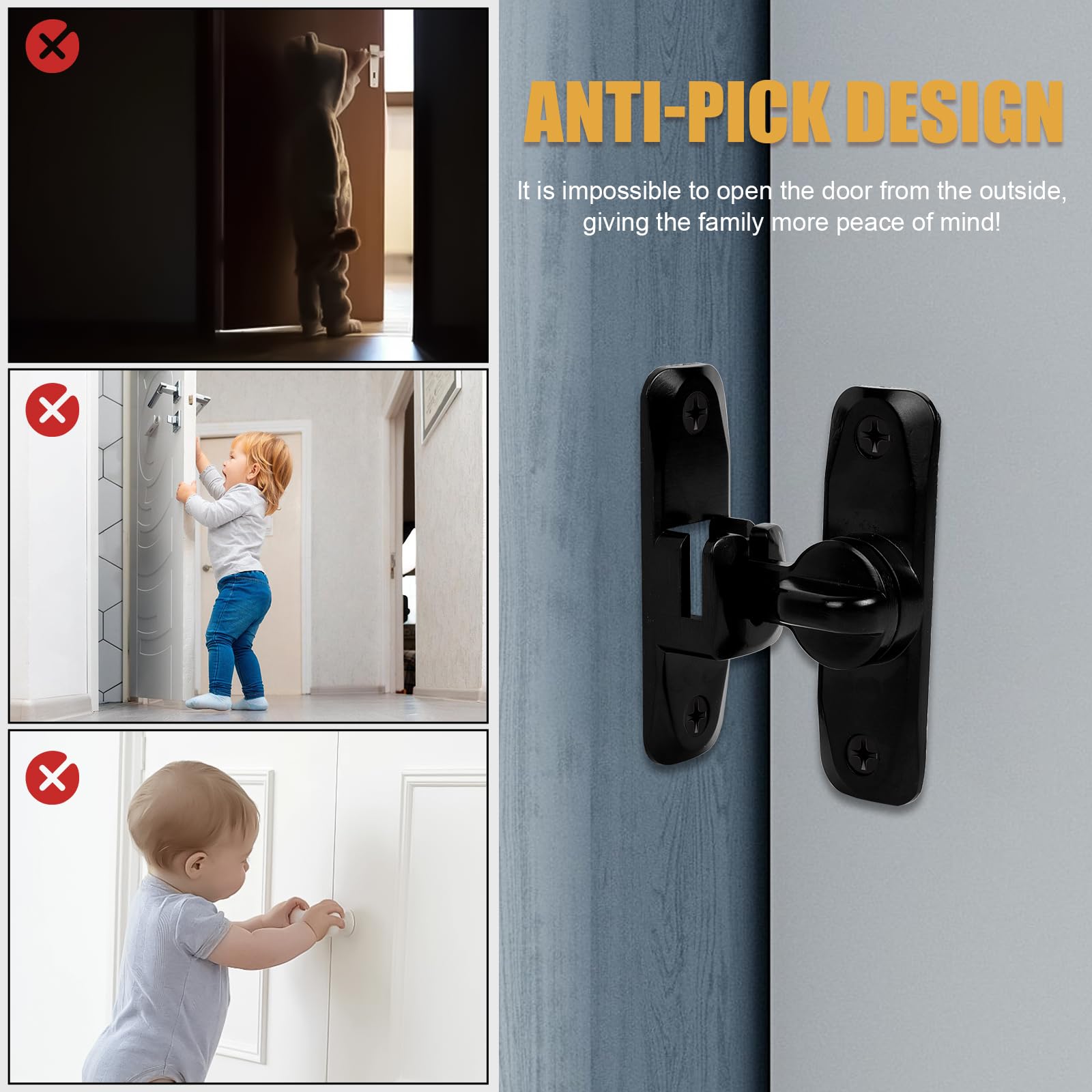 2-Pack Barn Door Lock Latches - 90° & 180° Sliding Door Locks For Bathroom, Wardrobe & Home Security