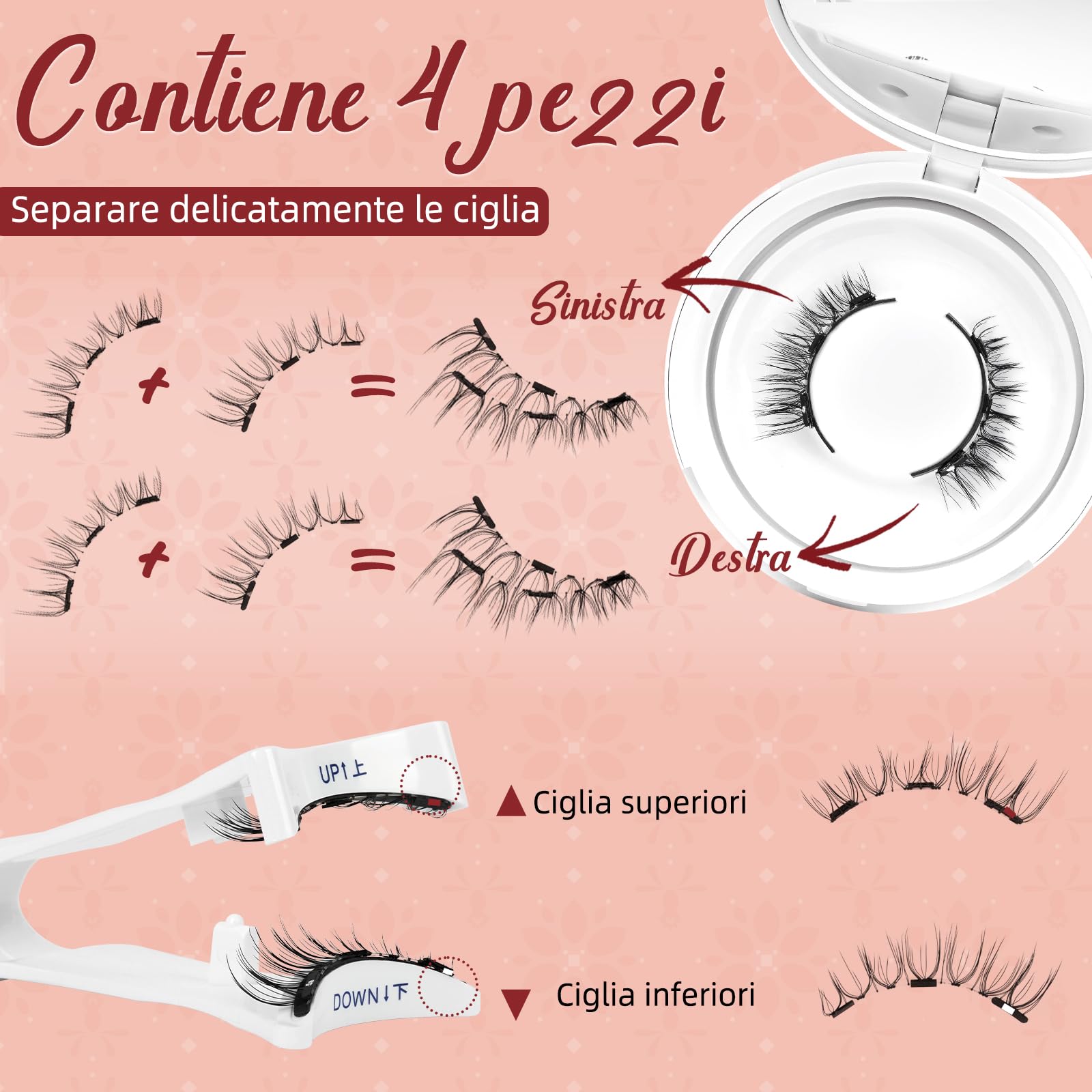 Higu Clace Ciglia Finte Magnetiche Con Applicatore, Non Richiedono Colla, Naturali E Realistiche, Facili Da Applicare E Rimuovere (Style-N8)