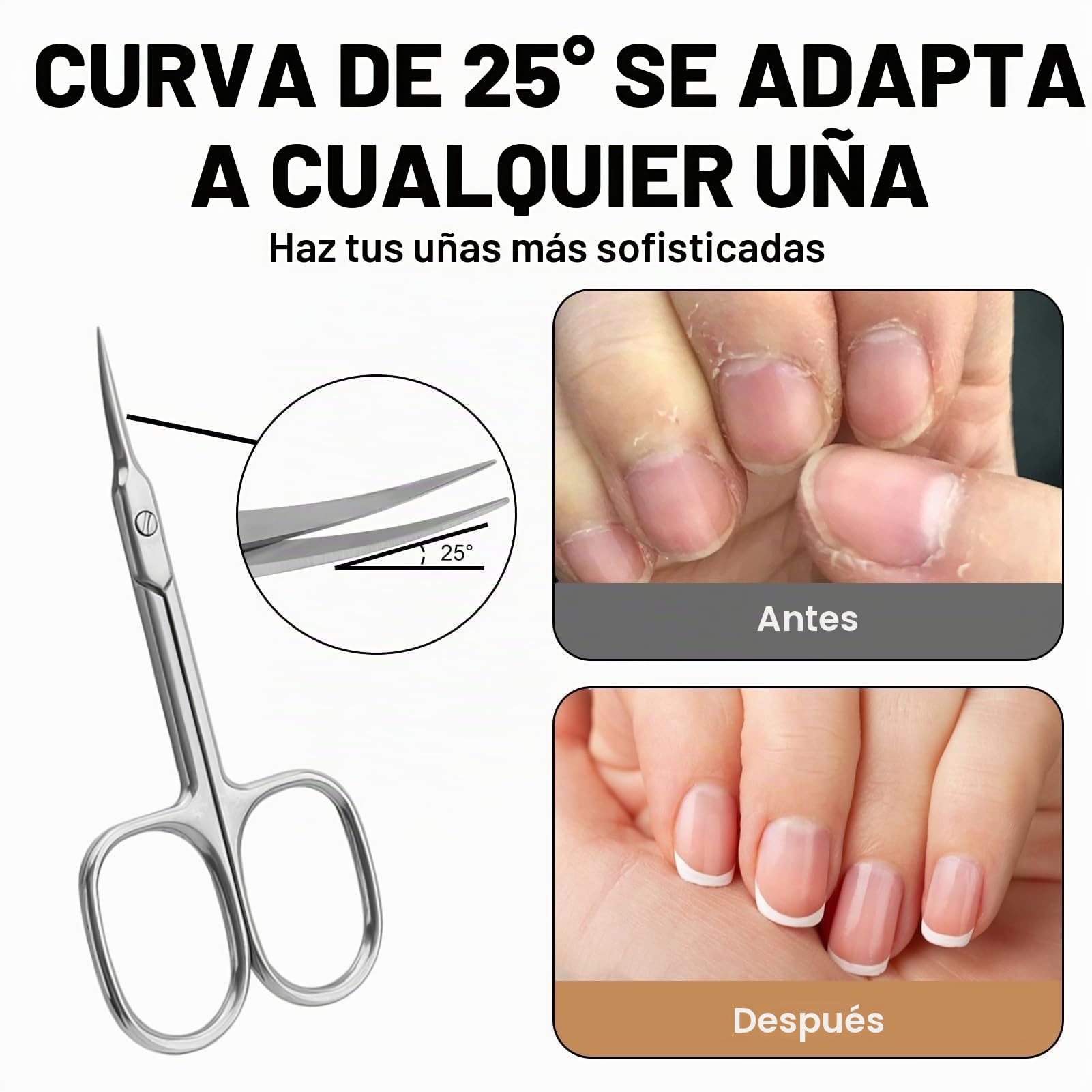 Tijeras Cuticulas Profesionales, Tijeras Cortar Uñas Belleza Curva Extra Afiladas Punta Fina Cortacuticulas Acero Inoxidable para Cejas Uñas Vello Facial Bigote Nariz Piel Muerta Pestañas Manicura