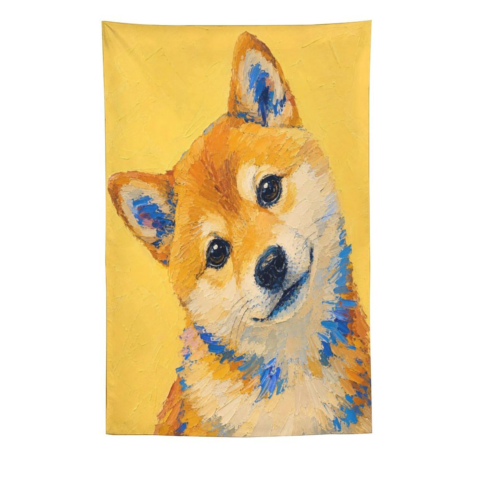 H3B8U2Y5 Shiba Dog Portrait Wall Tapestry, Pop Art Style, Office