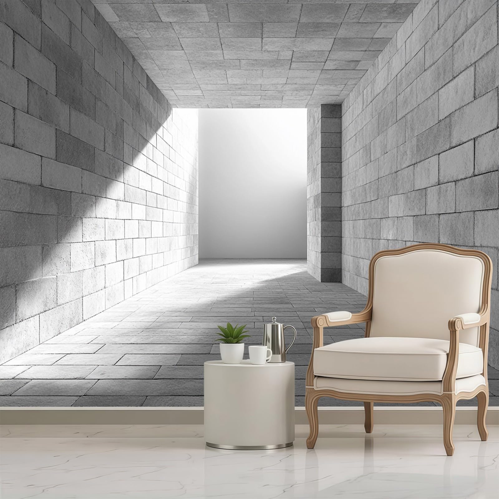 Carta da Parati Murale Muro di mattoni geometrico 200 x 140 cm Fotomurale Grigio Decorazione Parete Moderna per Soggiorno Camera da Letto