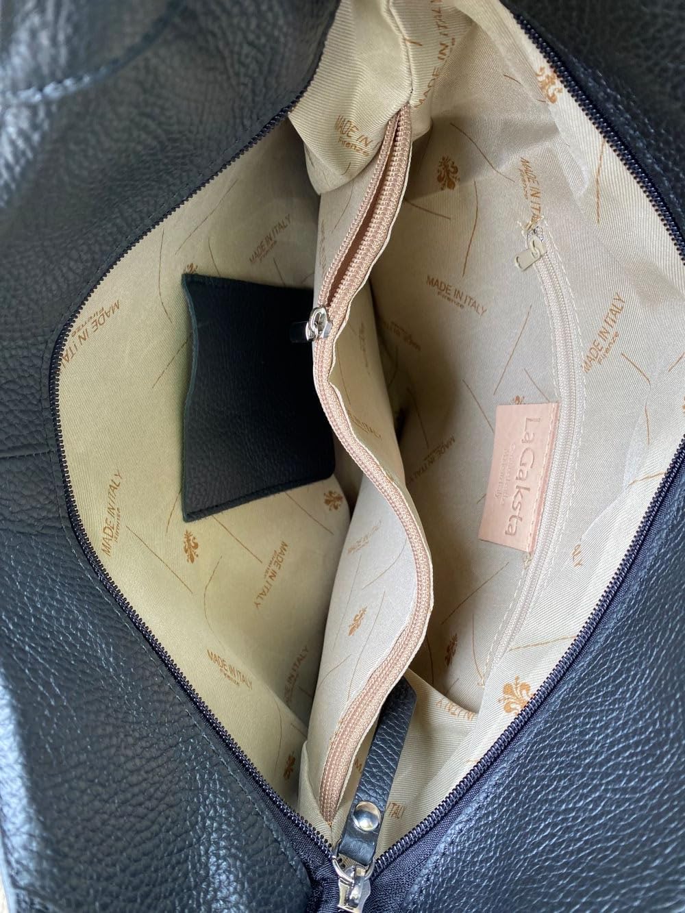 Italian Leather Hobo Bag for Women – Pebbled Tote Purse, Slouchy Designer Shoulder Handbag, Made in Italy - Image 3