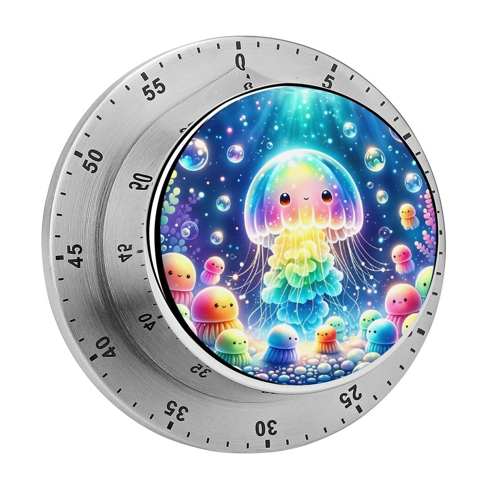 Cute Jellyfish 60 Minute Wind Up Timer,Visual Mechanical Magnetic Timer with Loud Alarm for Kitchen