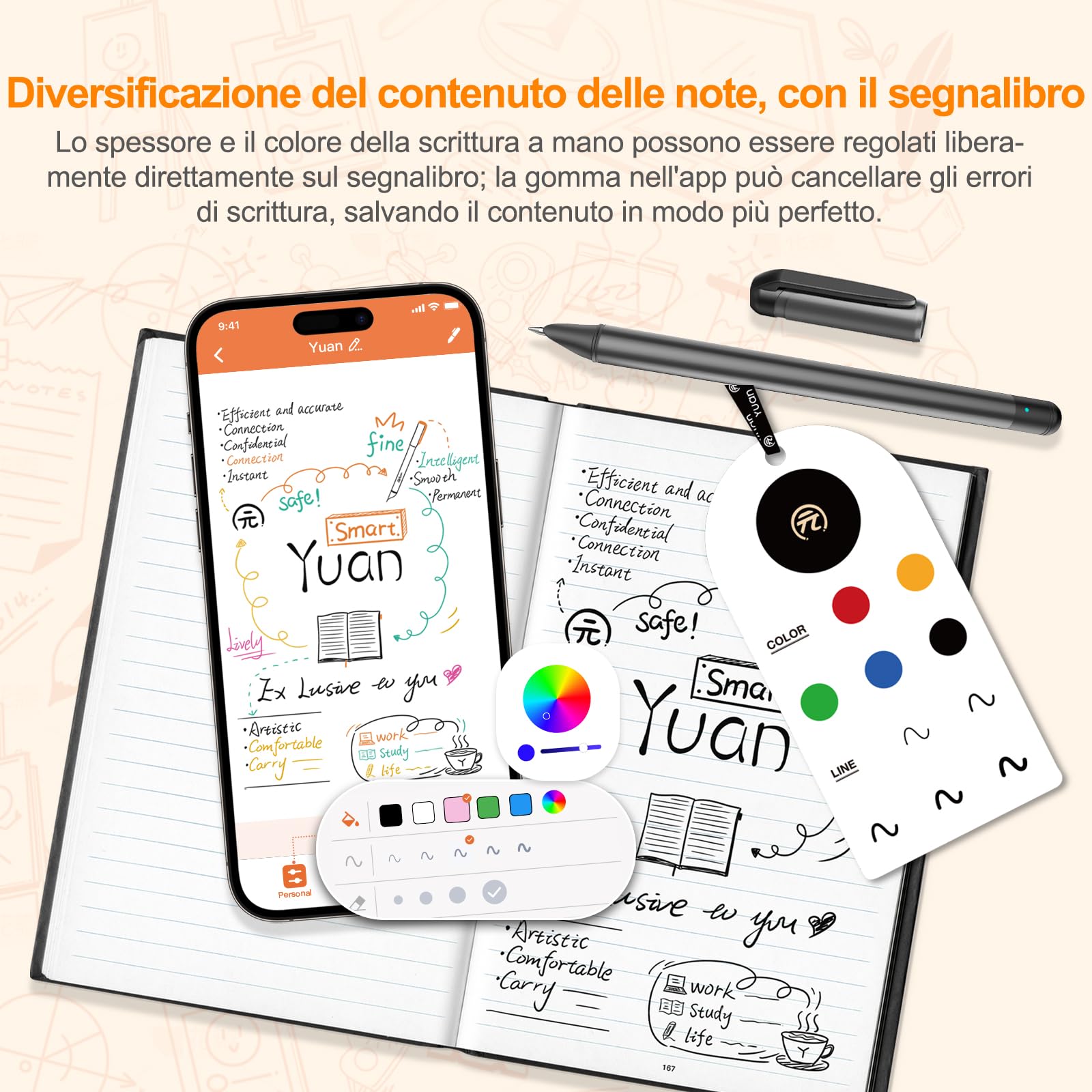 Yuan Smart Notebook con Smart Pen, Smart Writing Set, Taccuino Smart | Smart Writing Set Taccuino Digitale Intelligente Smart Sync Penna con APP, scrittura su carta reale con elaborazione digitale