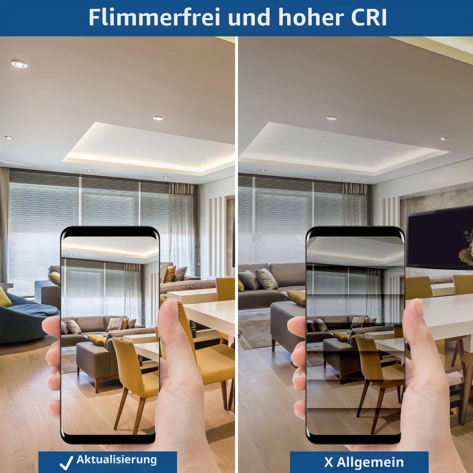 HiBay Einbaustrahler LED 5W Flach LED Spot 230V Badezimmer IP44 Deckenspots 3000K Warmweiß Einbauleuchten Weiß Rund 500lm 6er Set