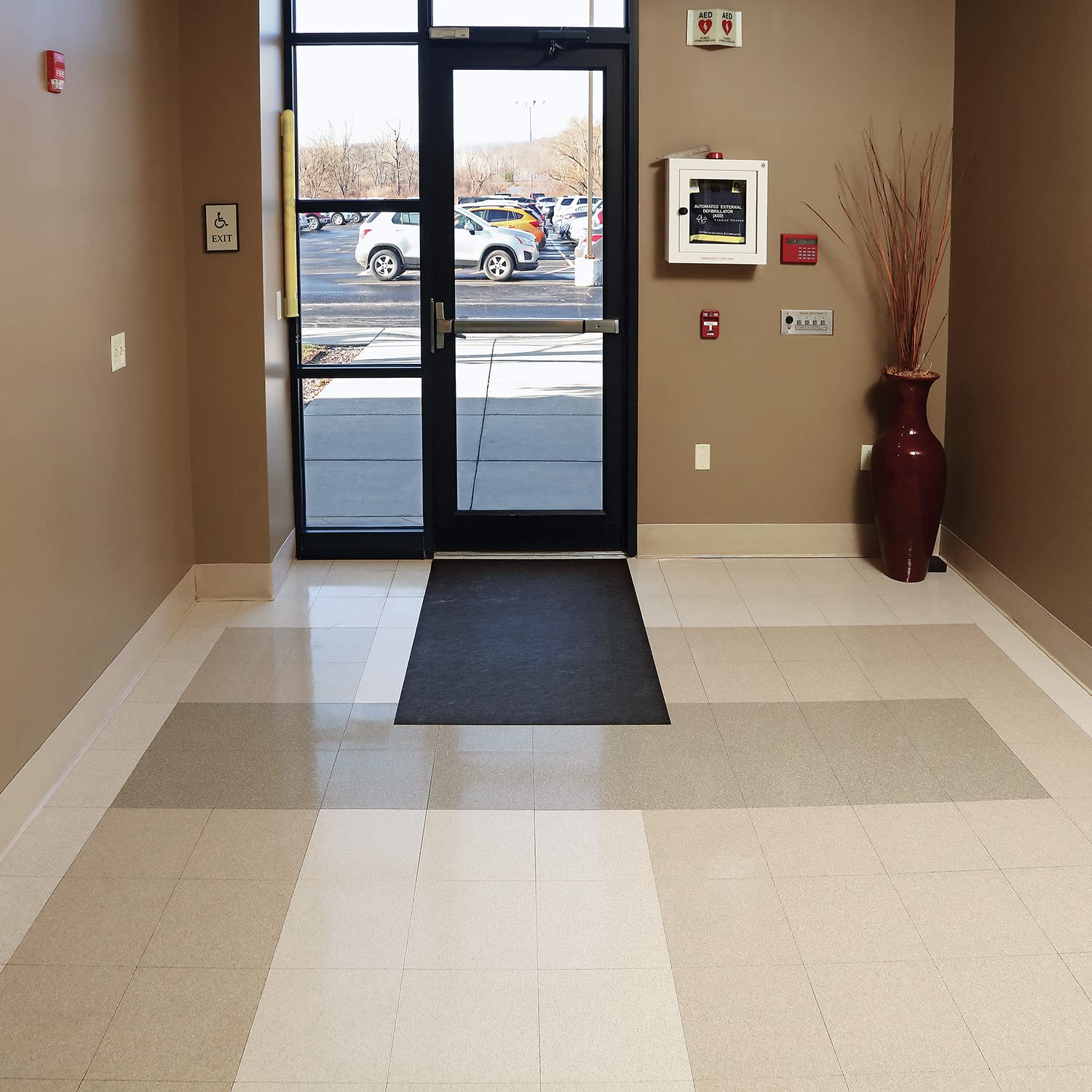 PIG Grippy Floor Mat | Adhesive-Backed Floor Mat | (10) Pre-Cut 3' x 5' Floor Mats | Black | GRP36202-BK