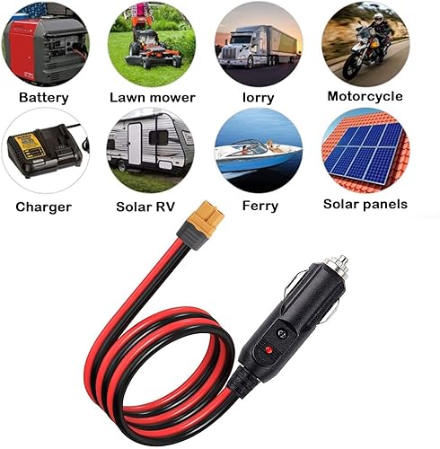 Miniatura 3 de AJDPOI XT60 a encendedor de cigarrillos para automóvil, encendedor de cigarrillos, cable de extensión XT60 de 12 AWG XT60, cable adaptador