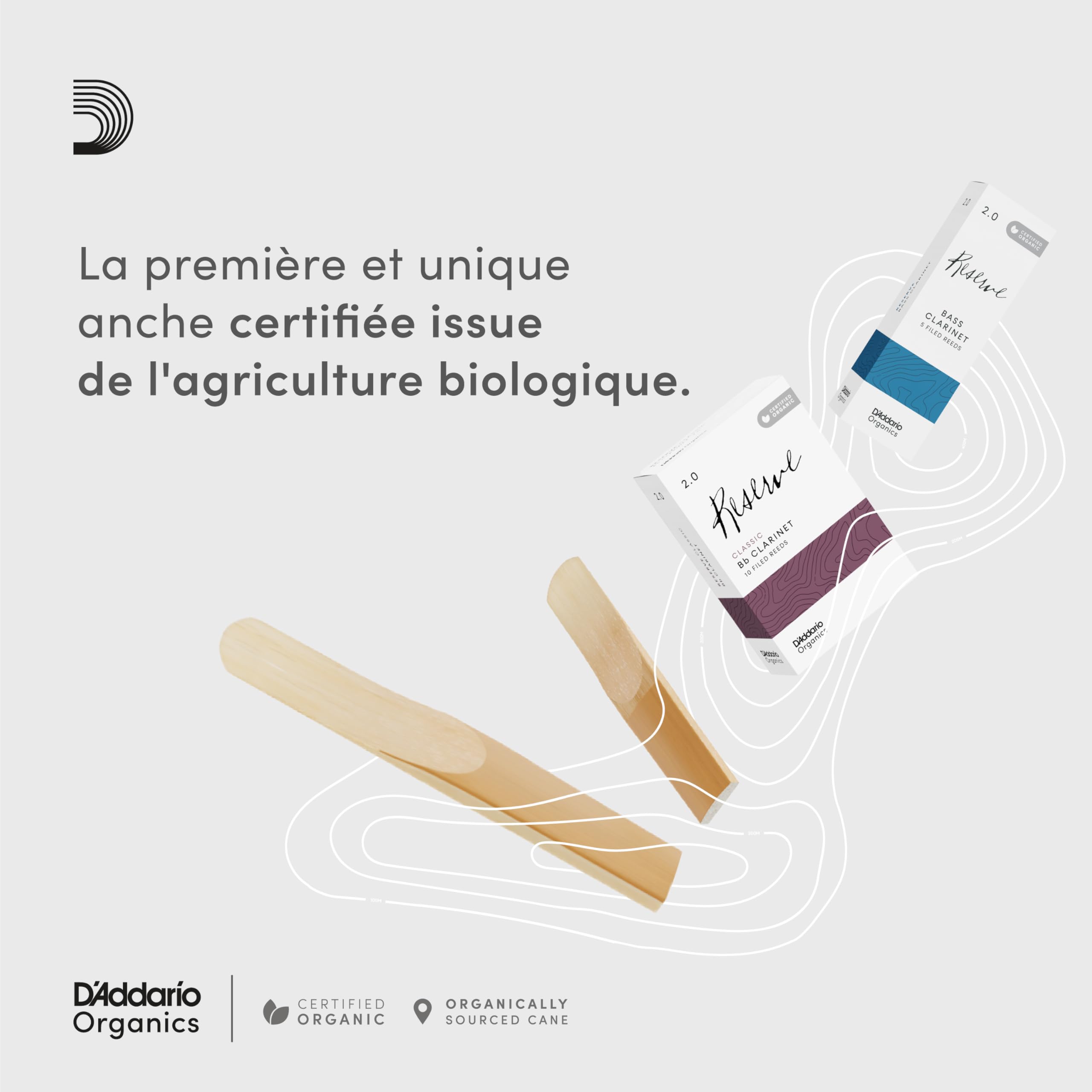 D'Addario Organique Classic Bb Anches de Clarinette - Anches pour Clarinette - Le Premier et le Seul Roseau Biologique - 3.0 Force, 10 Paquet