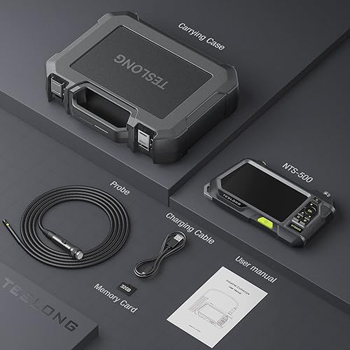 Miniatura 8 de Teslong NTS500 - Endoscopio de doble lente con monitor de 5 pulgadas cámara de inspección de boroscopio industrial impermeable con lente doble de