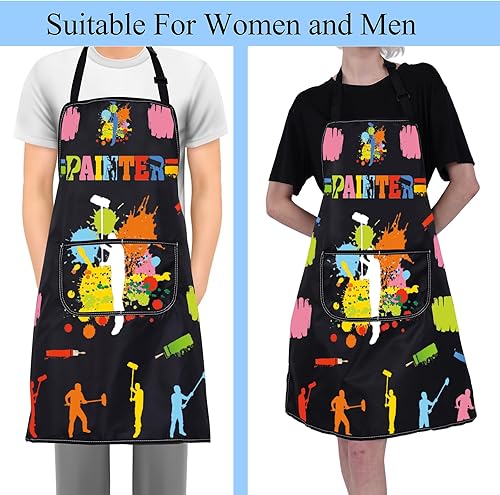 Miniatura 4 de FUSTWM - Delantal de pintor para hombres, regalos de pintor de casa, delantales de pintura al óleo, regalos de pintor, delantal de trabajo con