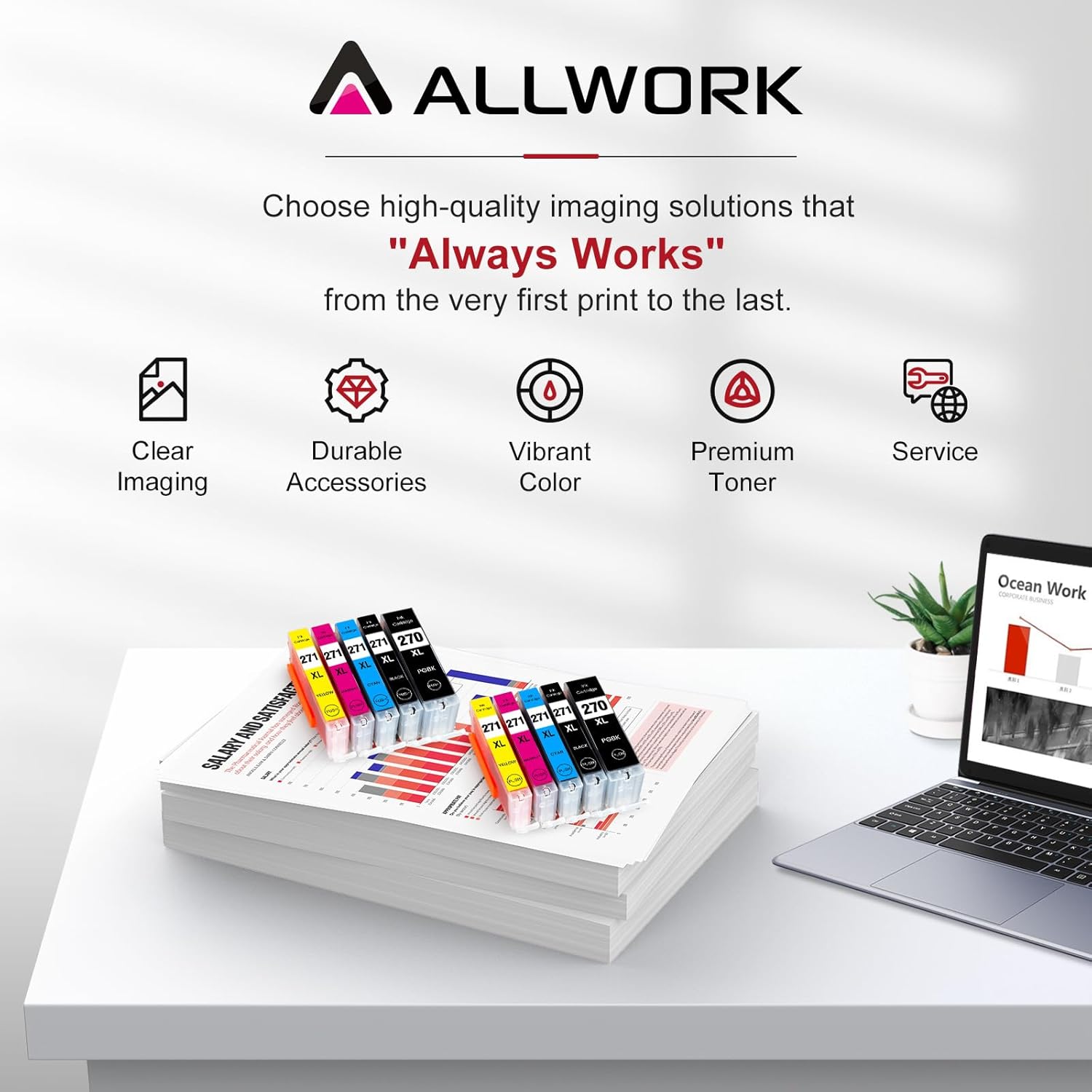 ALLWORK PGI270XL CLI271XL Compatible Ink Cartridges Replacement for Canon PGI-270XL CLI-271XL Works with Canon PIXMA MG5720 MG5721 MG5722 MG6820 MG6821 MG6822 TS6020 TS5020 10 Pack