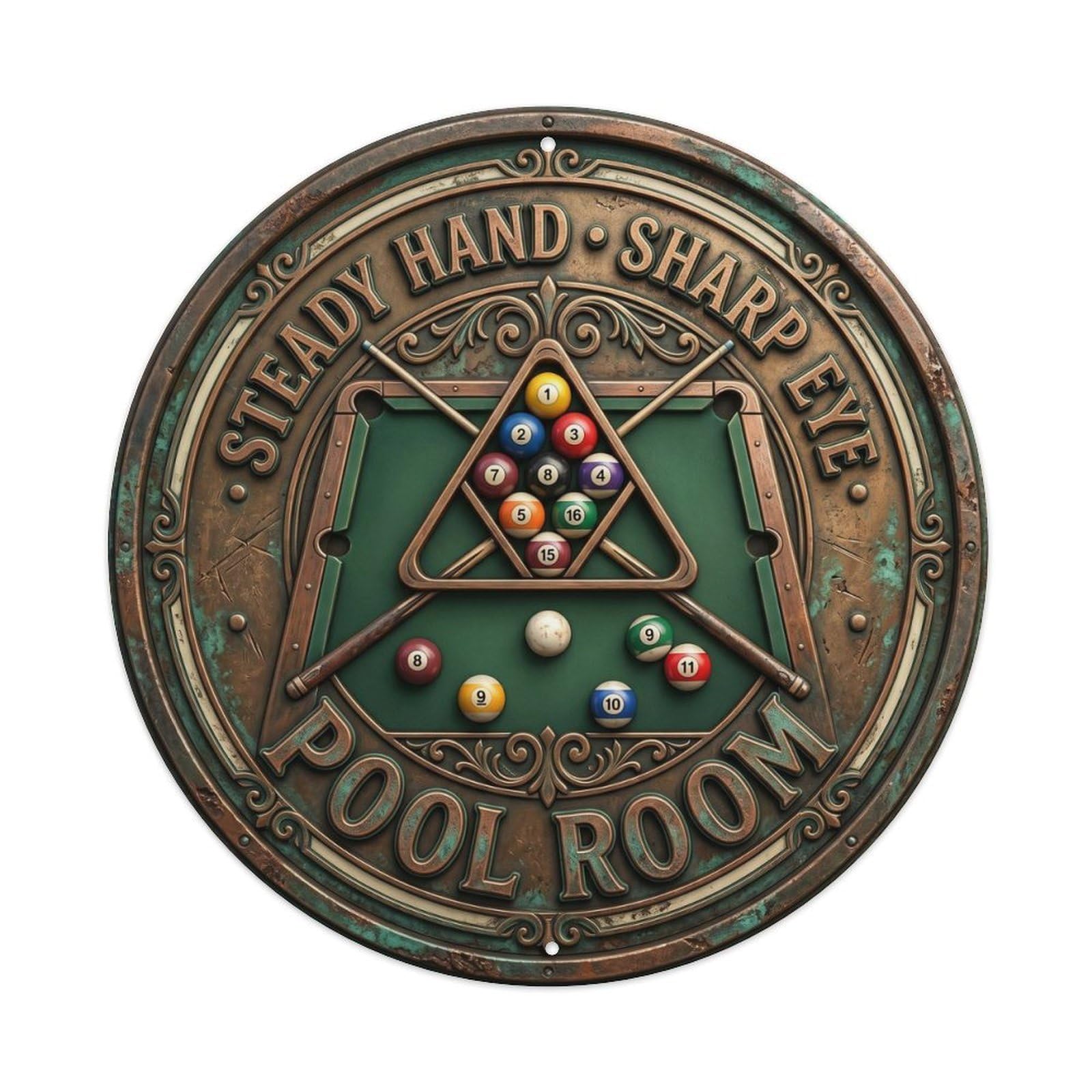 Cwbufd Vintage Style Steady Hand Sharp Eye Pool Room Vintage Metal Tin Sign Plaque Wall Decor For Cafe, Club Bar, Office, Garden Metal Poster 8X8inch