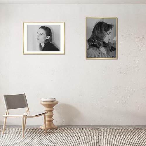 Miniatura 3 de Golden State Art, Portarretratos de aluminio de 18 x 24 pulgadas con paspartú de color marfil para fotos de 16 x 20 pulgadas, ganchos de dientes de