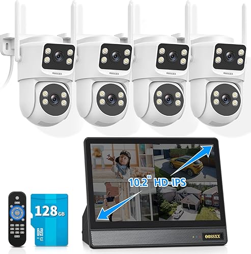 Miniatura 11 de (Audio de 2 vías y seguimiento automático) Sistema de cámara de seguridad inalámbrica PTZ de doble lente de 2.5K, sistemas de cámaras WiFi de