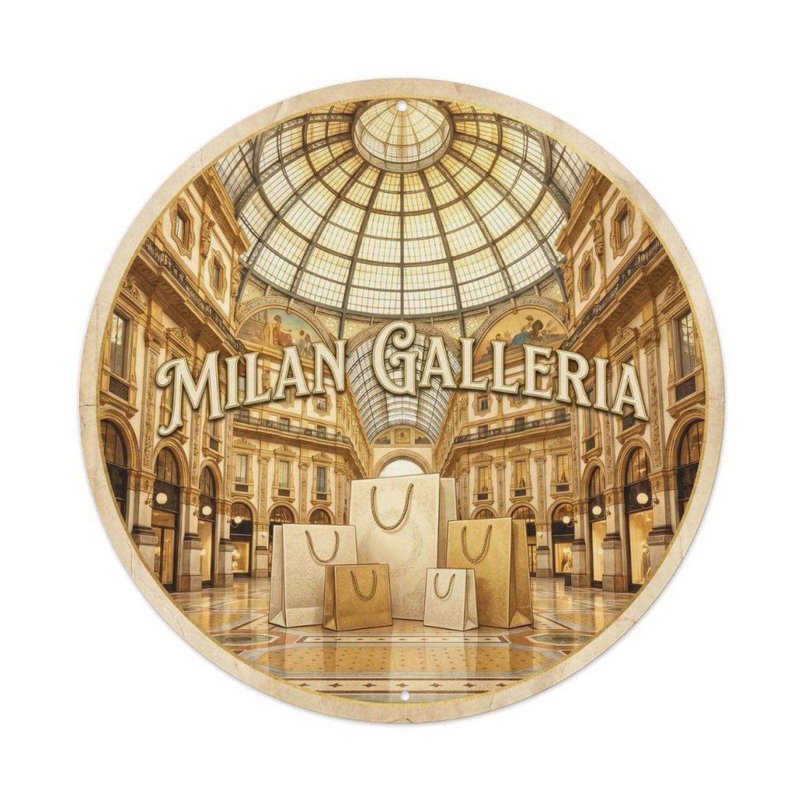 Galleria Milan Italy Cultural Travel Retro Metal Tin Sign