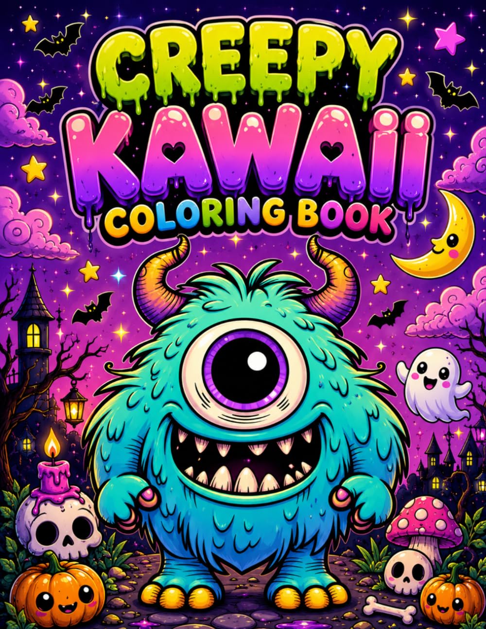 Creepy Kawaii Coloring Book: Cute Spooky Monsters, Magical Scenes & Fun Fantasy Designs for Relaxing Creative Adventures
