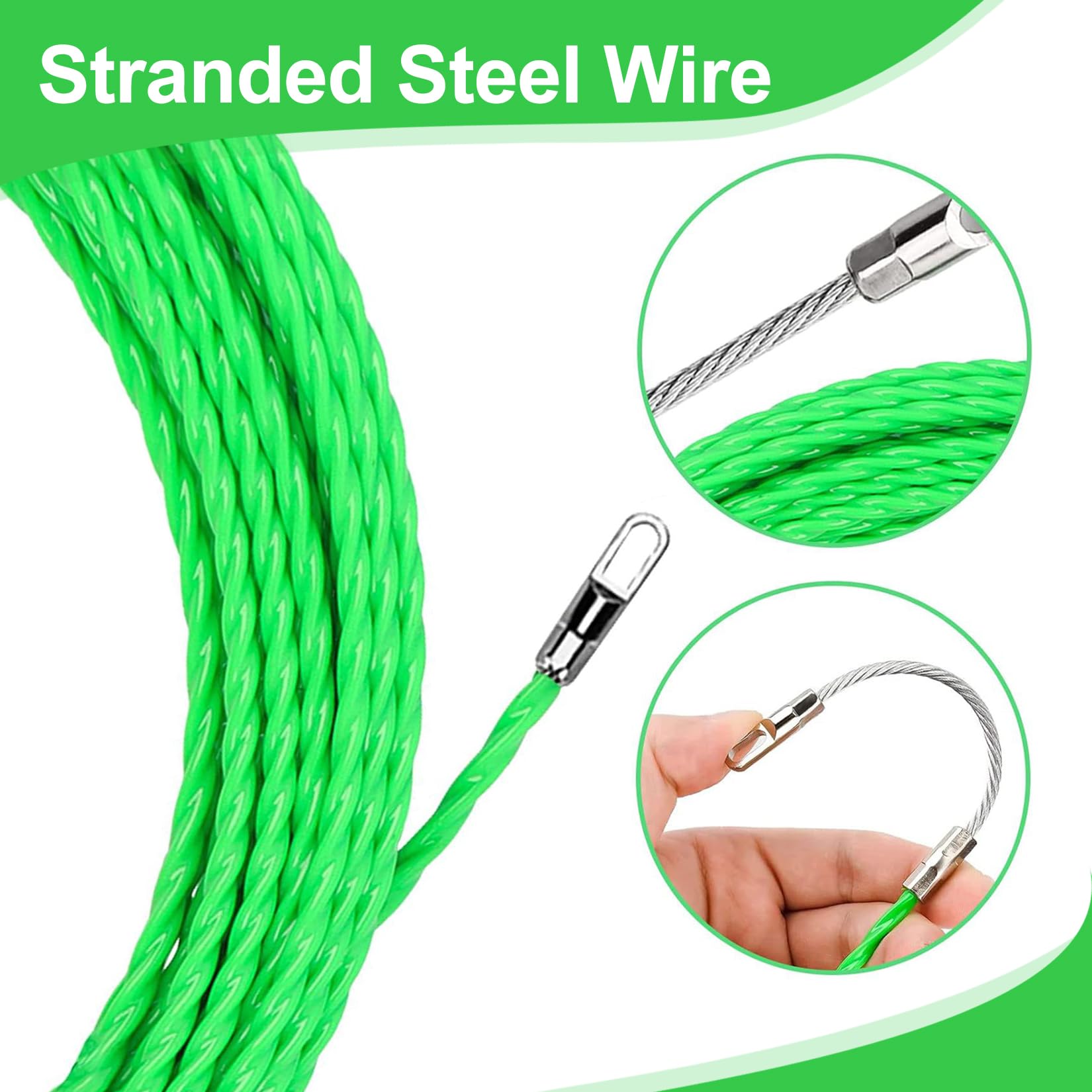 30 M Ayuda Para Tirar Cables Cinta De Tracción Cable De Tracción Espiral De Tracción Ayuda Para Tirar Cables Con Resorte De Tracción Para Cables e Instalaciones Eléctricas