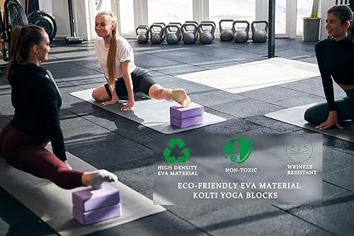 Miniatura 4 de Yoga Blocks 2 Pack, Supportive Latex-Free Eva Foam Soft Non-Slip Blocks with Beveled Edges for Yoga, Pilates, Meditation - Yoga Accessories for