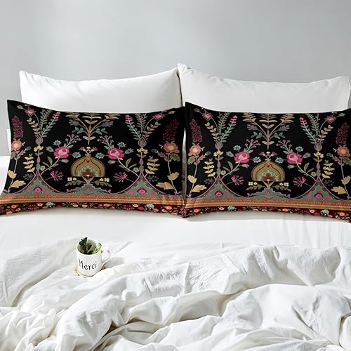 Miniatura 5 de Funda de edredón con estampado de flores de acuarela, estampado de cachemira, bohemio, para niños y niñas, juego de ropa de cama exótica barroco