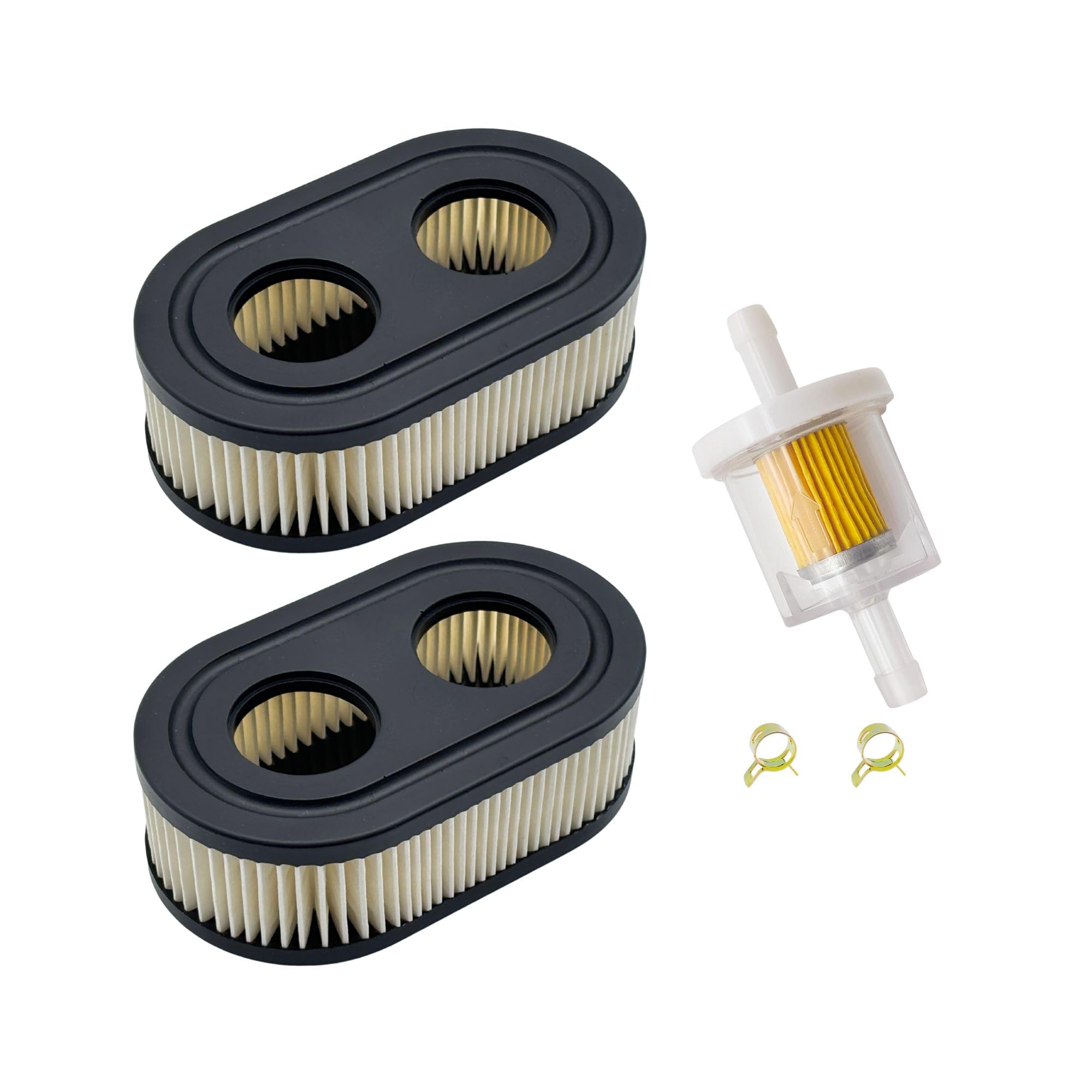 Zestaw 2 filtrów powietrza 593260 798452 + filtr paliwa do kosiarki Briggs & Stratton 4247, 5432K, 09P00, 550E – pasuje do kosiarek Troy Bilt TB110, TB200, TB230