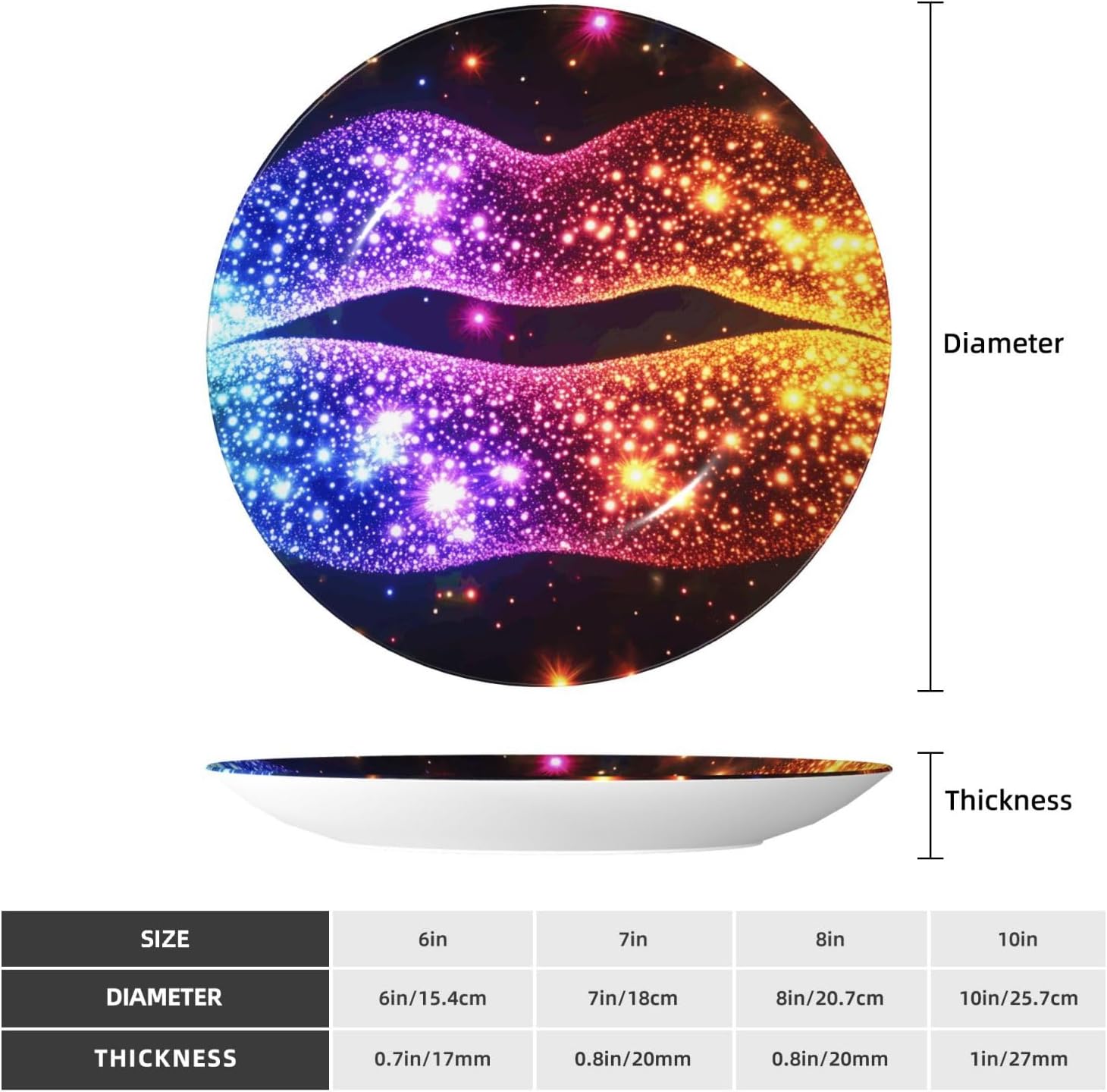 Glitter Sexy Lips Style Ceramic Plate Display Home Display With Stand Wall Hanging Plate For Home Decor 10 Inch