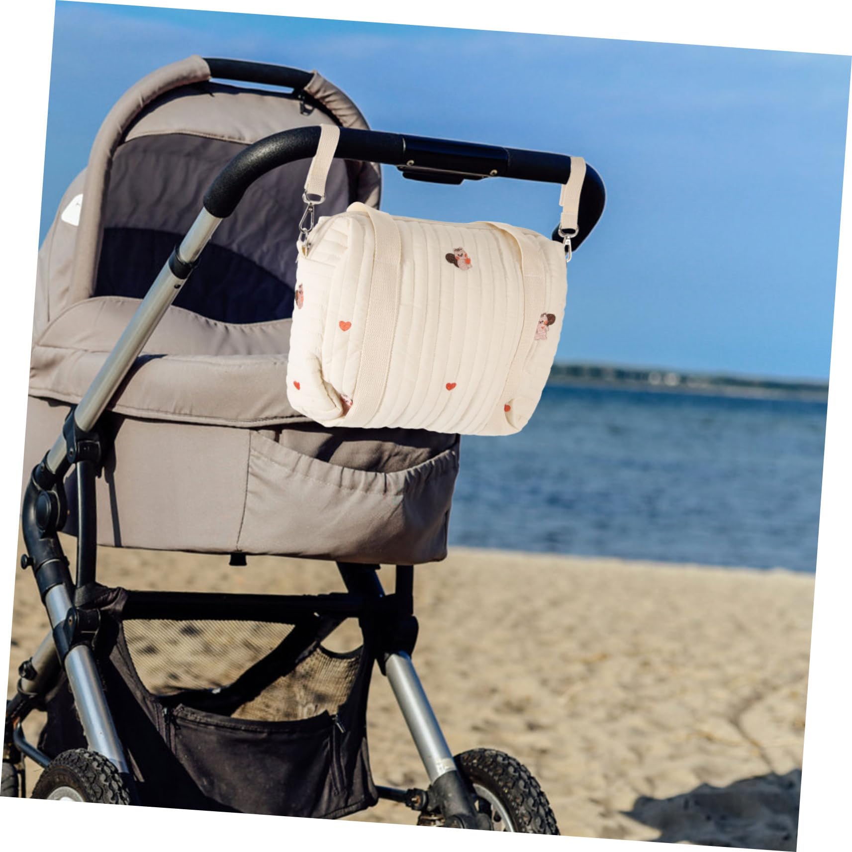 Sosoport Borsa Portapannolini in Cotone, Comoda e Portatile, da Viaggio, Aggancio al Passeggino e Spazio per Pannolini