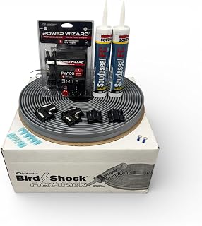Bird Shock Flex-Track Complete Starter Kit | Low-Profile Bird Deterrent System | Humane Avian Control Track | Pigeon Spike Alternative | Long-Term Exclusion | Plug-in Grey