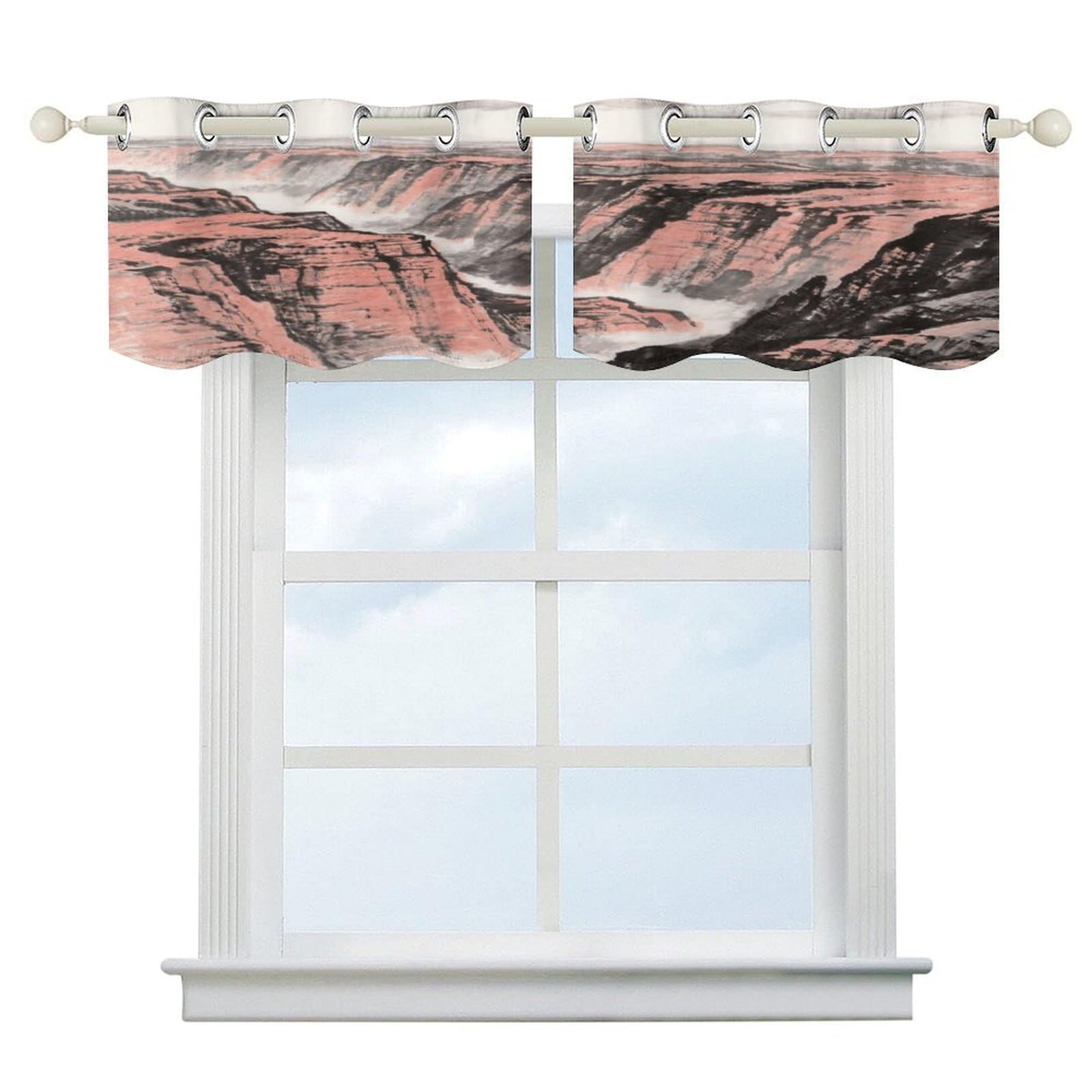 Fekiloot Style Grand Canyon Red Sandstone Short Curtains Valance Curtain