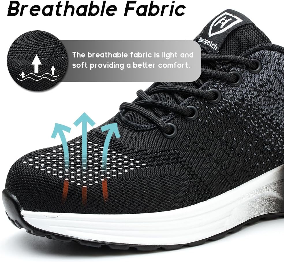 Athletic Steel Toe Shoes for Men and Women, Lightweight Work Sneakers