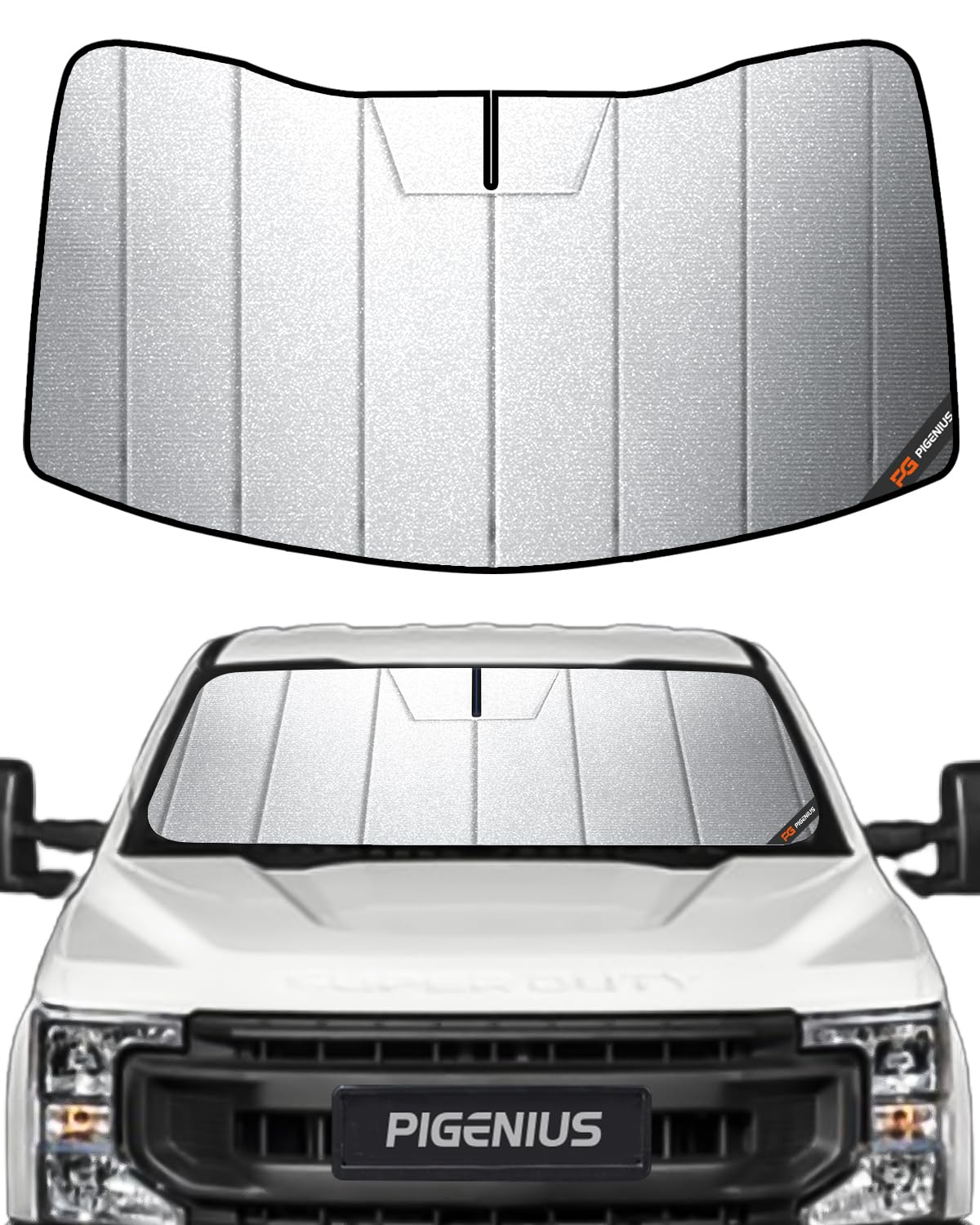 Photo 1 of Windshield Sun Shade for Ford 2017-2022 F250 F350 F-250 F-350 Super Duty Front Window Sunshade - HyperShield Flash Silver(HyperShield) 2017-2022