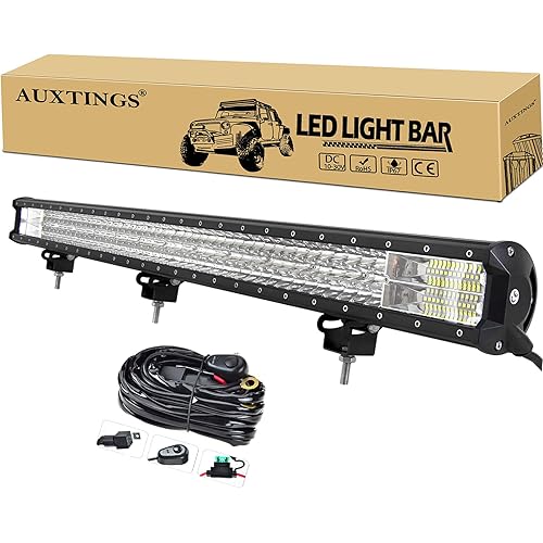 AUXTINGS 45 inch 612W LED Light Bar Triple Row Spot Flood Combo Beam Off Road Lights Waterproof Work Light with Wiring Harness for Jeep Trucks SUV ATV UTV Boat Lights, 12V 24V