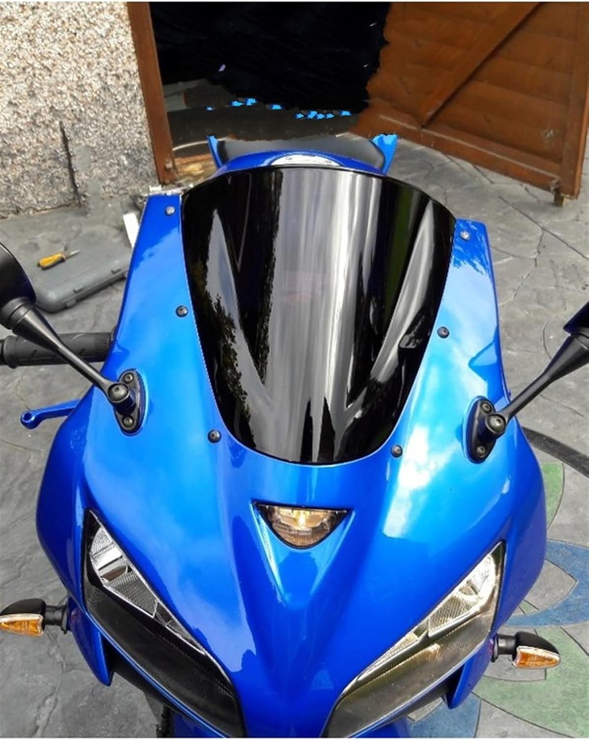 アオ　0324 オートバイアクセサリーフロントガラス調整可能な強化フロントガラス