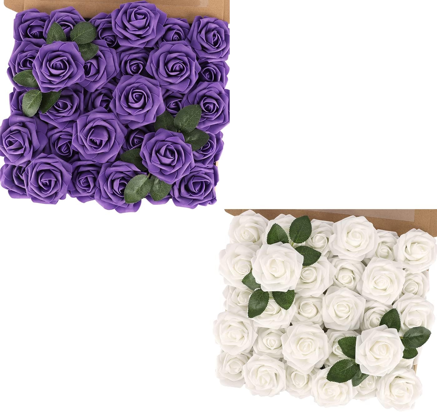 MACTING Artificial Rose Flowers, Real Touch for DIY, Bouquets, Wedding Party, Baby Shower, Home, Christmas Tree Decoration, 60 Pieces