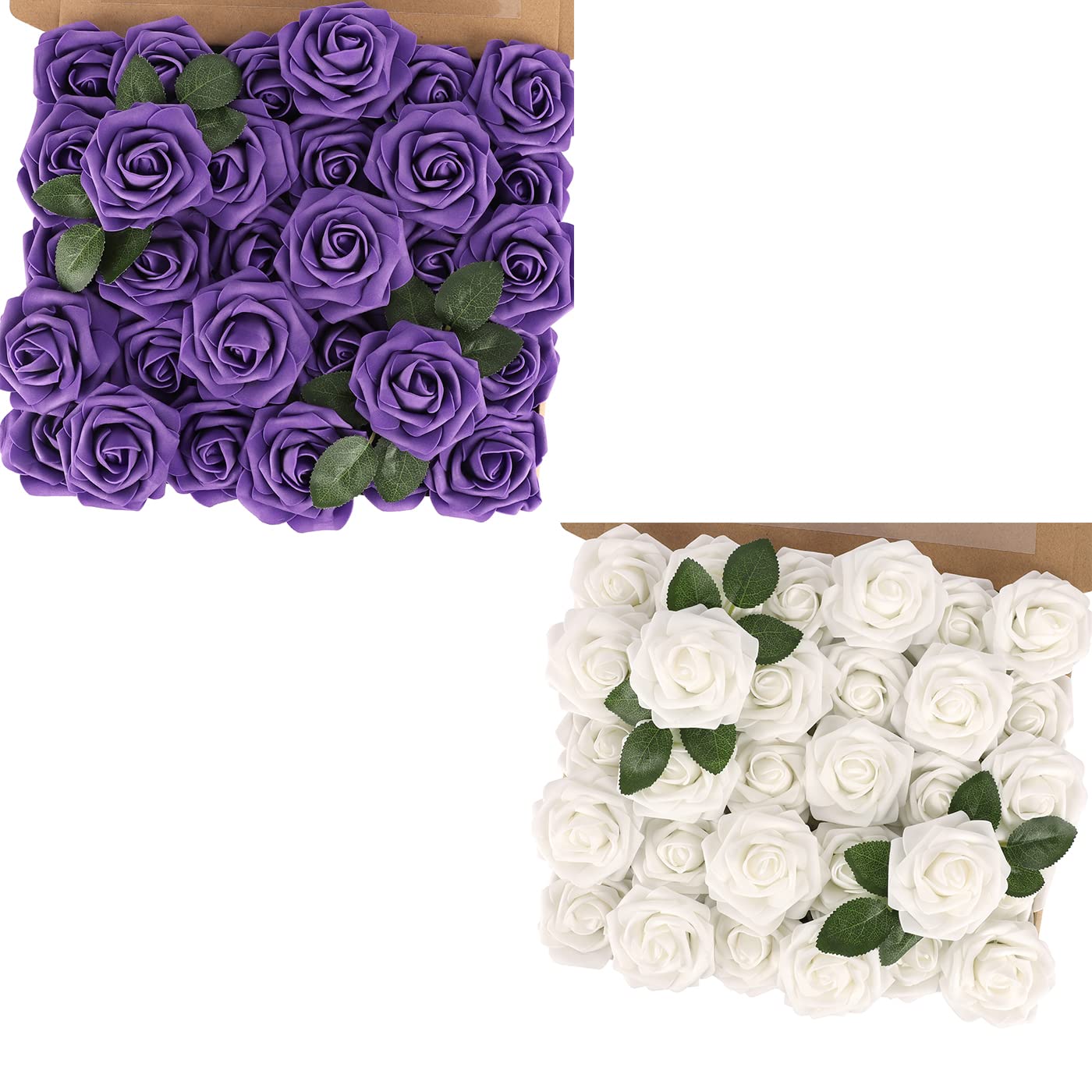 MACTING Fiori artificiali in schiuma, 30 rose finte dall'aspetto reale, con stelo per bouquet di nozze fai da te, centrotavola per feste di addio al nubilato, decorazioni per la casa
