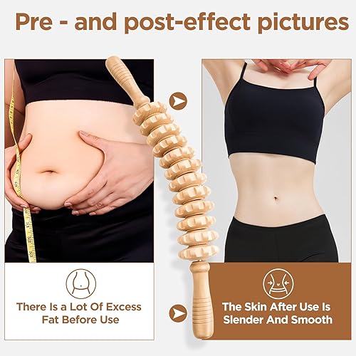 Miniatura 97 de Rodillo de masaje de madera para piernas y muslos, herramienta de mano para aliviar la fascia, drenaje linfático y esculpir el cuerpo, masajeador