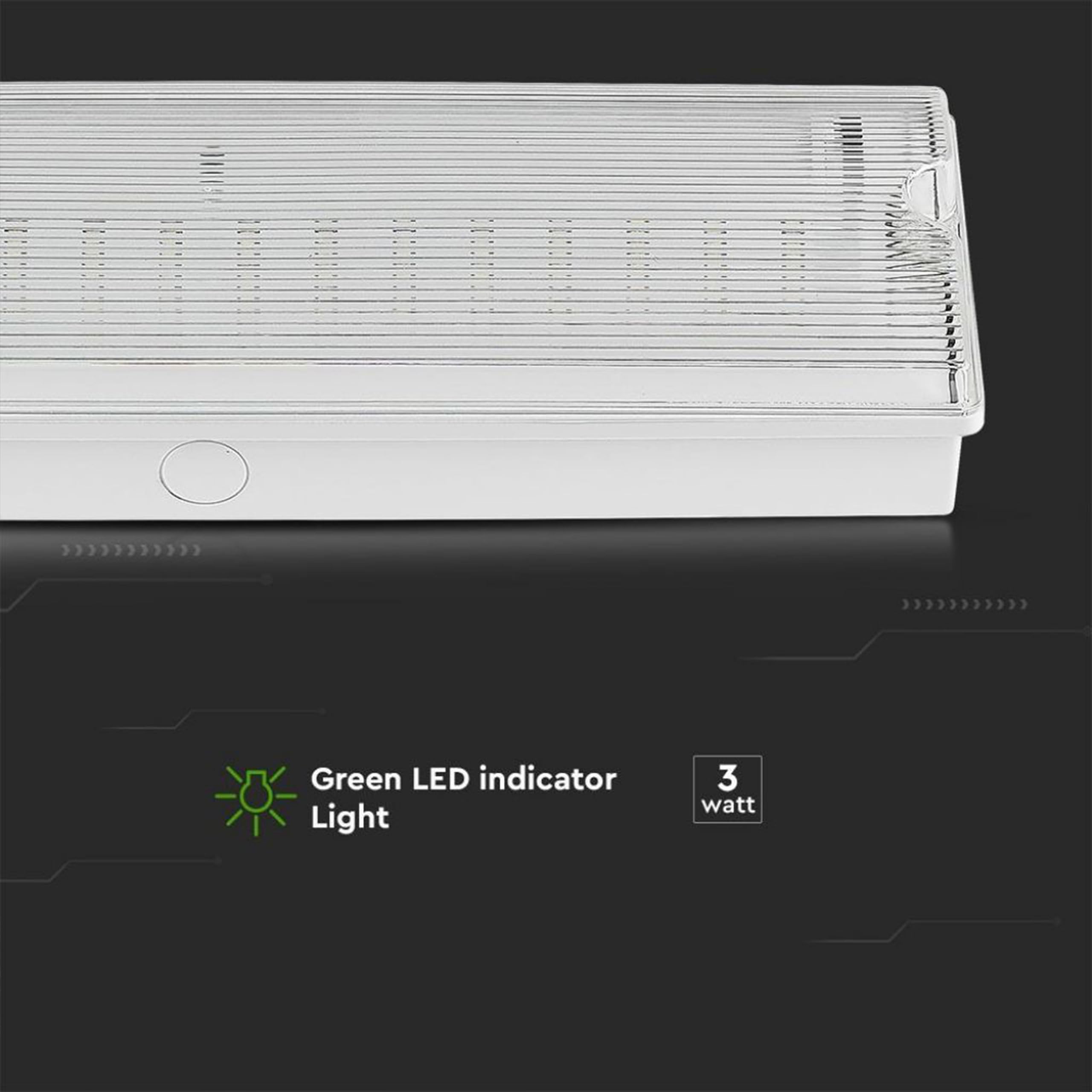 V-TAC Lampe de Secours LED 3W pour Plafond et Mur - Éclairage de Sortie de Secours avec Batterie - Autonomie 3 Heures - IP65 - Lampe pour Issue - Exit - 4 Signalisations Incluses - Lumière 4000K