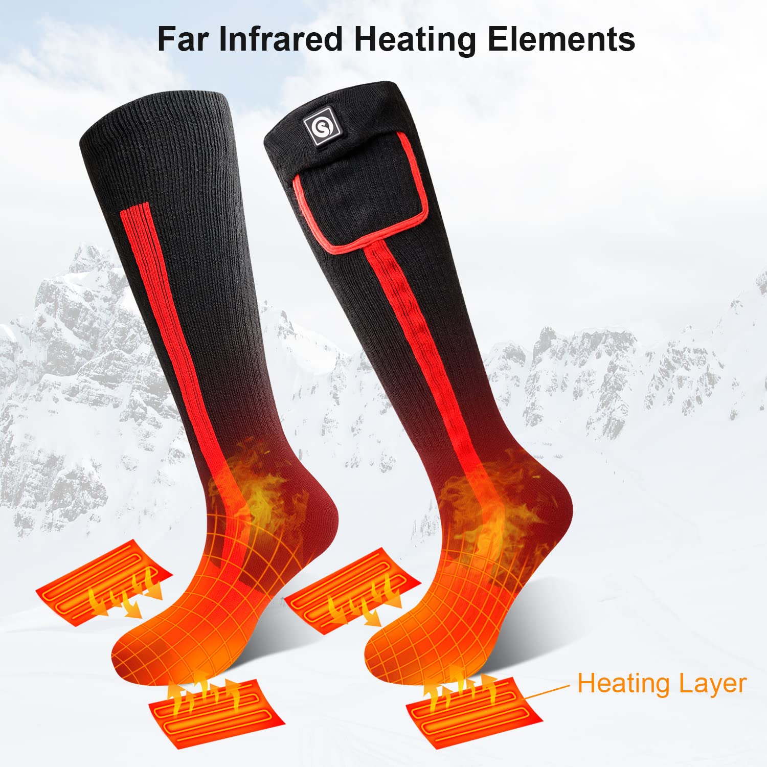 Beheizte Socken für Herren Damen Akku Elektrische Socken im kalten Winter Thermische Heizung für die Jagd Camping Skifahren Wandern Angeln Reiten Motorradfahren