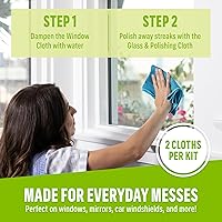 Vista 3 de E-Cloth Kit de paño de limpieza de microfibra para ventanas, espejos, automóviles, lentes, lentes y más, limpieza sin rayas, lavable a máquina