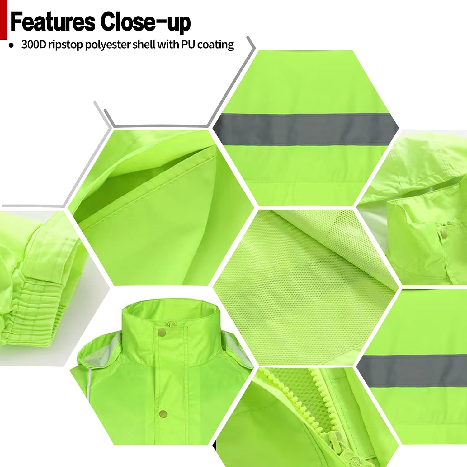Custom Logo Safety Rain Jacket Professional level Class 3 High Visibility Rain Coat with Zipper Waterproof Construction