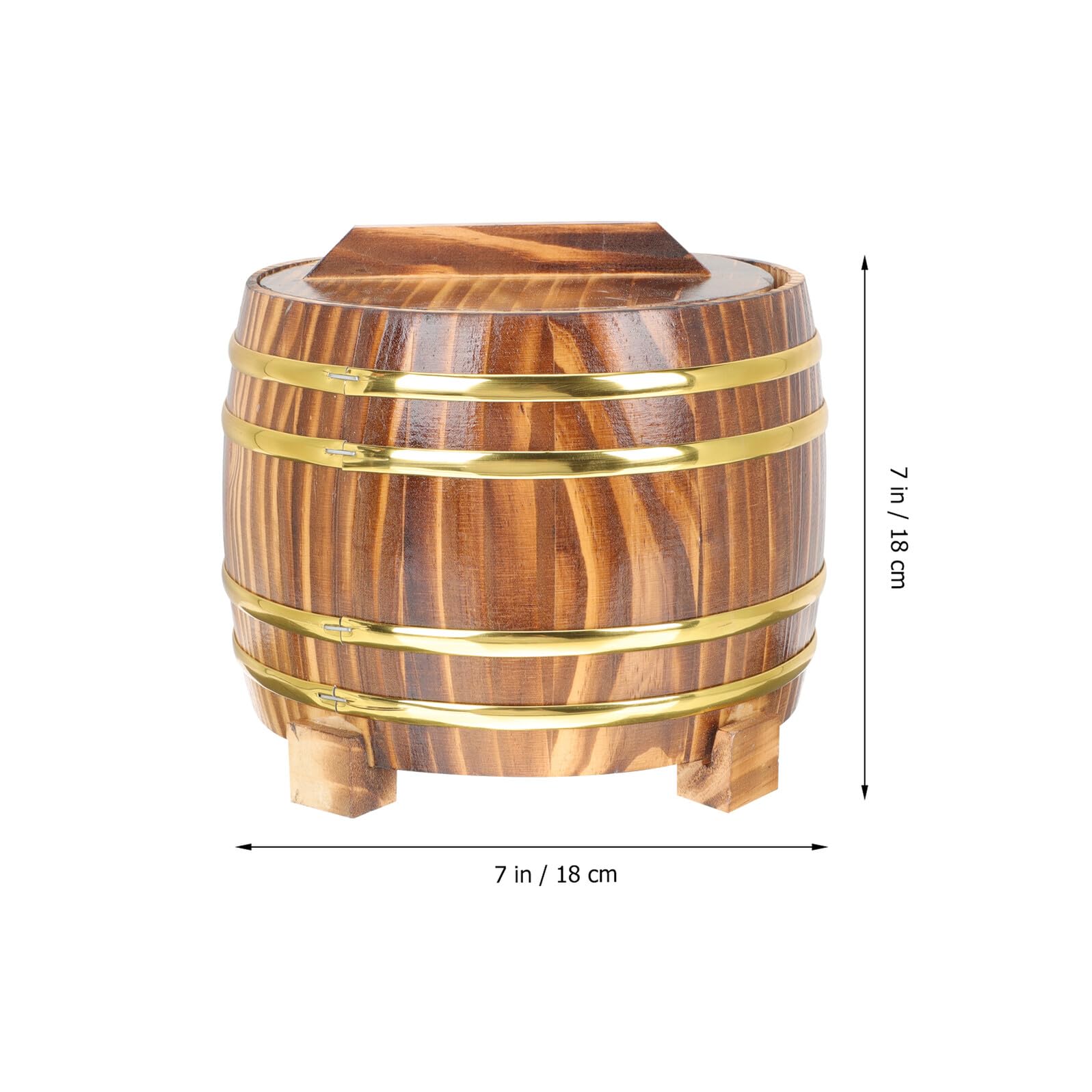 Cabilock Secchio per Riso al Vapore in Legno 18 CM Coperchio e Interno in Acciaio Resistente Contenitore Rotondo per Riso Domestico Adatto per Cucina Casalinga Ristoranti e Sushi