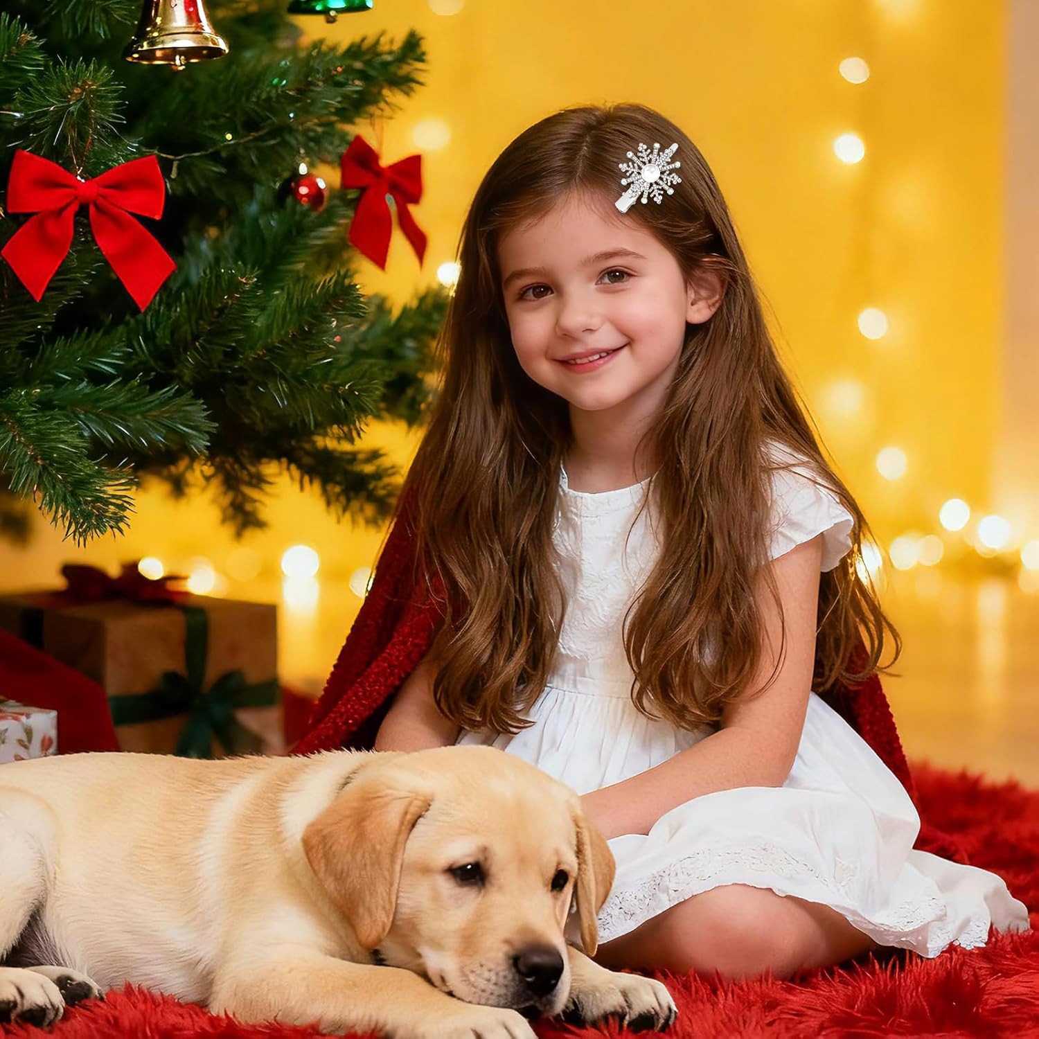 AUGSUN 8Pcs Christmas Snowflake Rhinestone Hair Clips, Winter Crystal Snowflake Hairpins Festive Costume Accessories for Women Xmas Holiday Party Gifts - Image 5