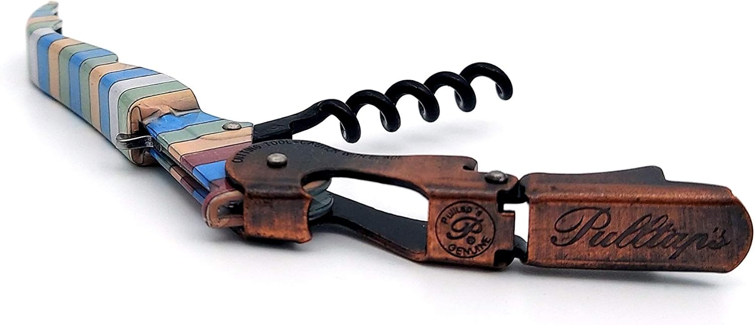 Pulltap's Genuine Collection Wood 900 Waiter's Corkscrew – Double-Hinged Wine Key with Sliding Foil Cutter – Patented Design – Made in Spain – Wood Color