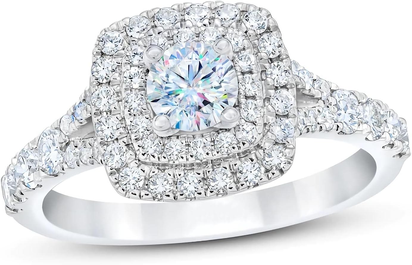 1-1/5 Carat (ctw) Bridal Set moissanite engagement rings for women Platinum Plated Silver ring moissanite rings