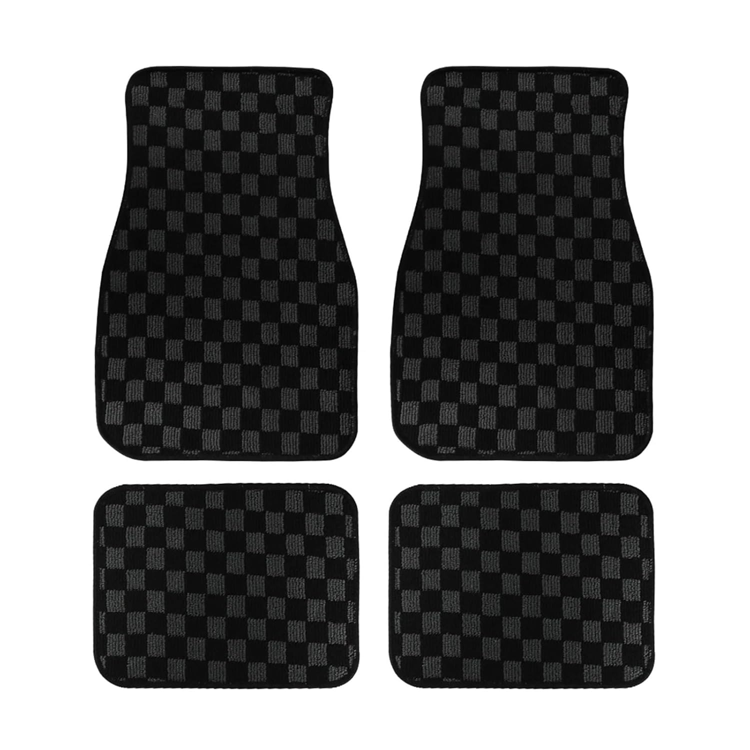 Floor Mats 4Pcs JDM Racing Plush Floor Mat Checkers Vehicle Front Rear Carpets Universal Car Floor Carpet Rugs