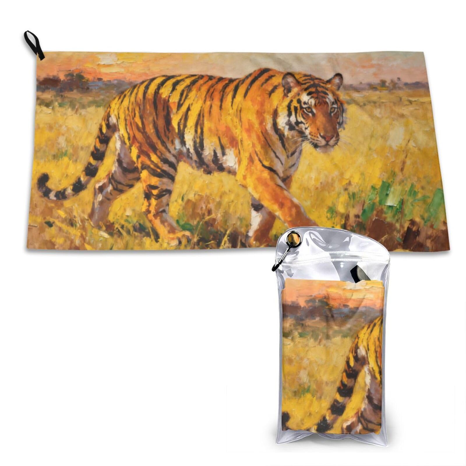 DUYKIMQW tiger Print Quick Dry Towel 16x31.5in White
