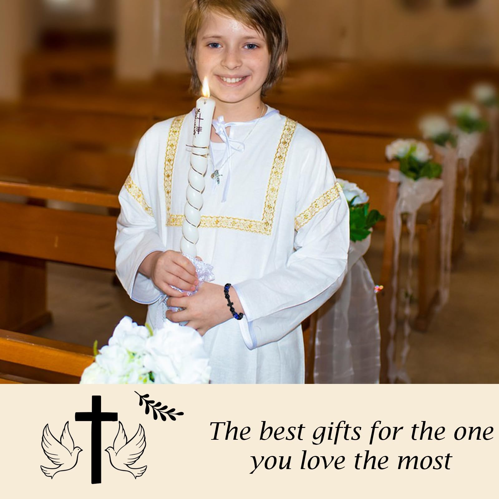 Teen Boy Gifts Cross Bracelet Confirmation First Communion Baptism Gifts for Teenager Christian Easter Boy Jewelry