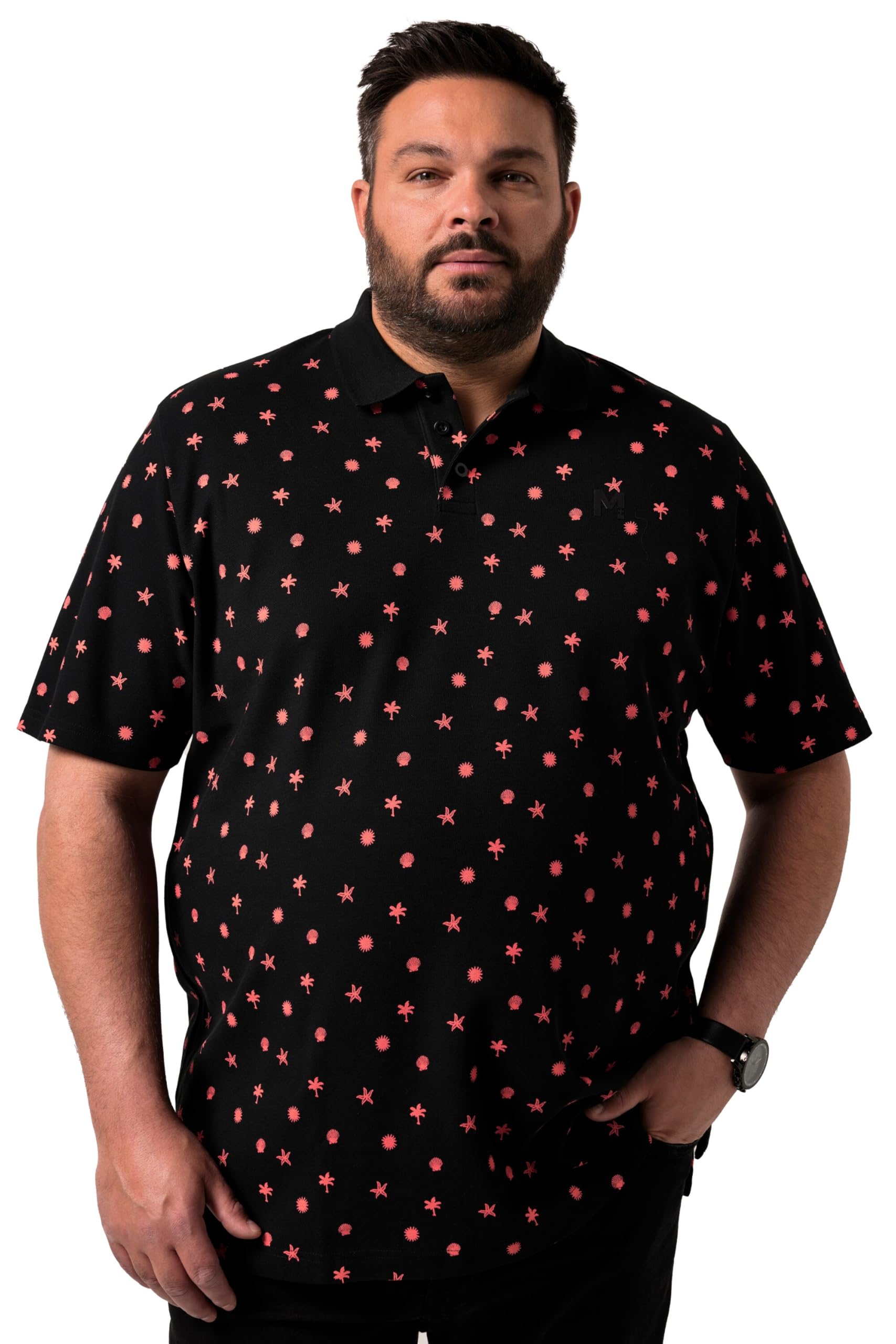Men Plus Herren große Größen Übergrößen Menswear L-8XL Poloshirt, Piqué, Alloverprint, Halbarm 839783