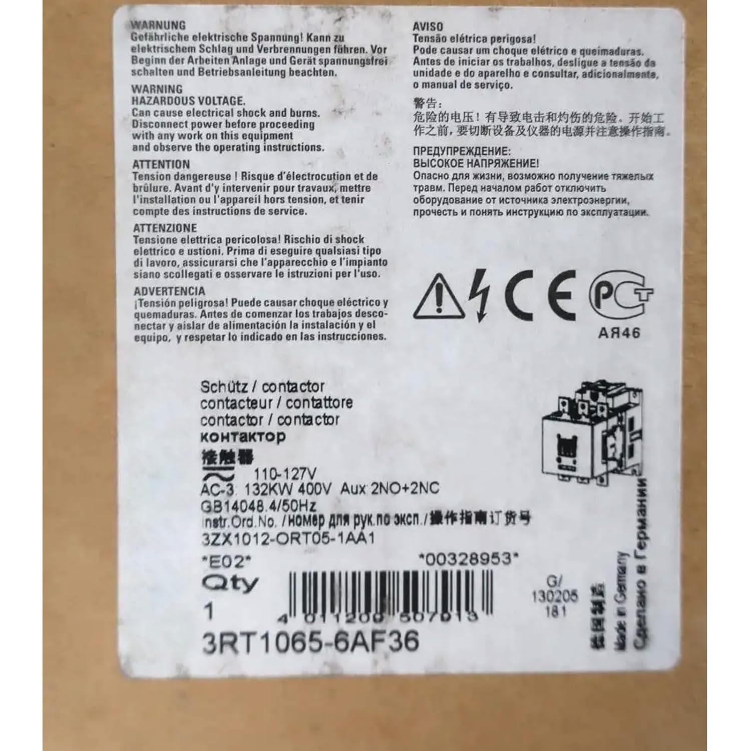 3RT1065-6AF36 New in Box 3RT10656AF36 1 Year Warranty