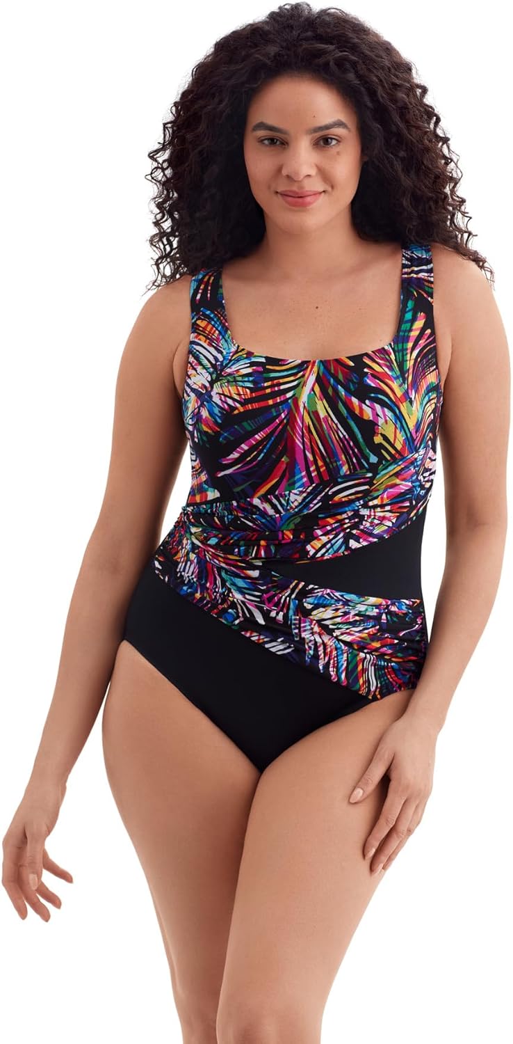 Women's Swimwear Coolangata Wrap Sash Tank One Piece Swimsuit, Multi, 10
